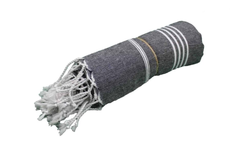 Coton d’Or PS-166 pamut törölköző 95×180 – Plain with Multi-Stripe, sötétszürke