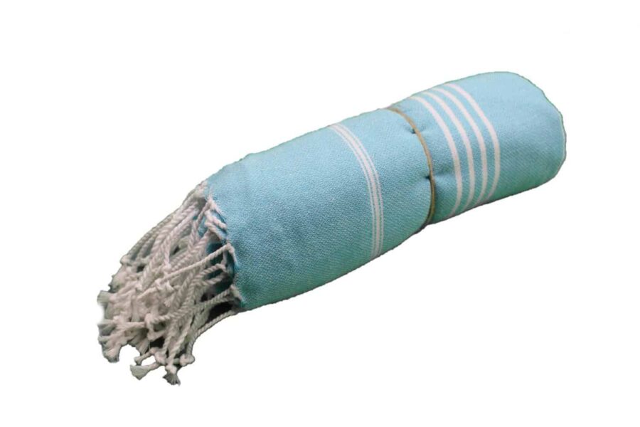 Coton d’Or PS-166 pamut törölköző 95×180 – Plain with Multi-Stripe, türkiz