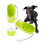 Hordozható víz- és ételadagoló palack kutyáknak zöld színű