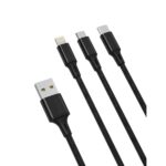 2.4a kábel 1,2 m USB – Apple villám + USB -C + MicroUSB XO NB173 fekete