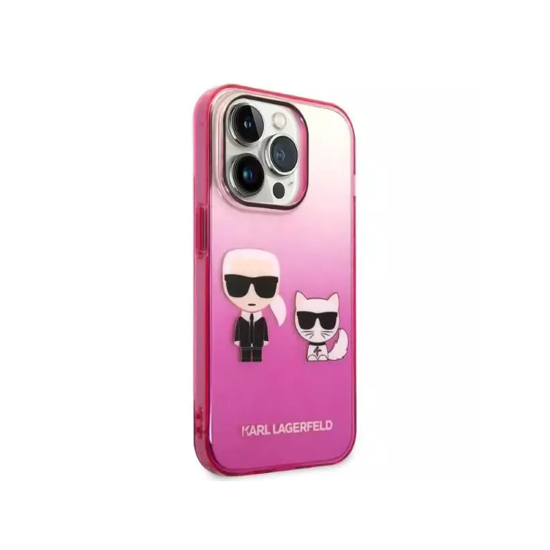 Eredeti eset iPhone 14 Pro Karl Lagerfeld Hardcase Gradient Ikonik Karl & Chupette (KLHCP14LTGKCP) RÓZOWE