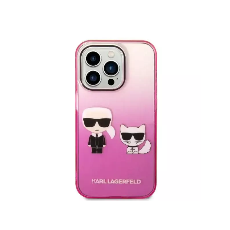 Eredeti eset iPhone 14 Pro Karl Lagerfeld Hardcase Gradient Ikonik Karl & Chupette (KLHCP14LTGKCP) RÓZOWE