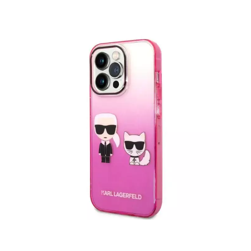 Eredeti eset iPhone 14 Pro Karl Lagerfeld Hardcase Gradient Ikonik Karl & Chupette (KLHCP14LTGKCP) RÓZOWE