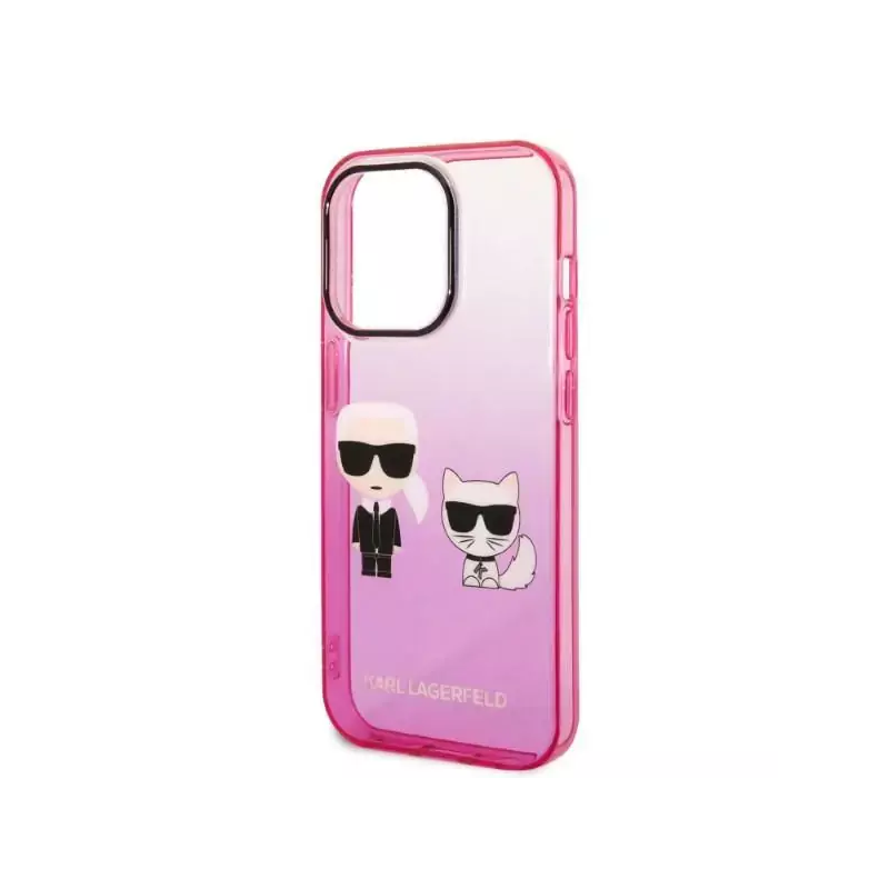 Eredeti eset iPhone 14 Pro Karl Lagerfeld Hardcase Gradient Ikonik Karl & Chupette (KLHCP14LTGKCP) RÓZOWE