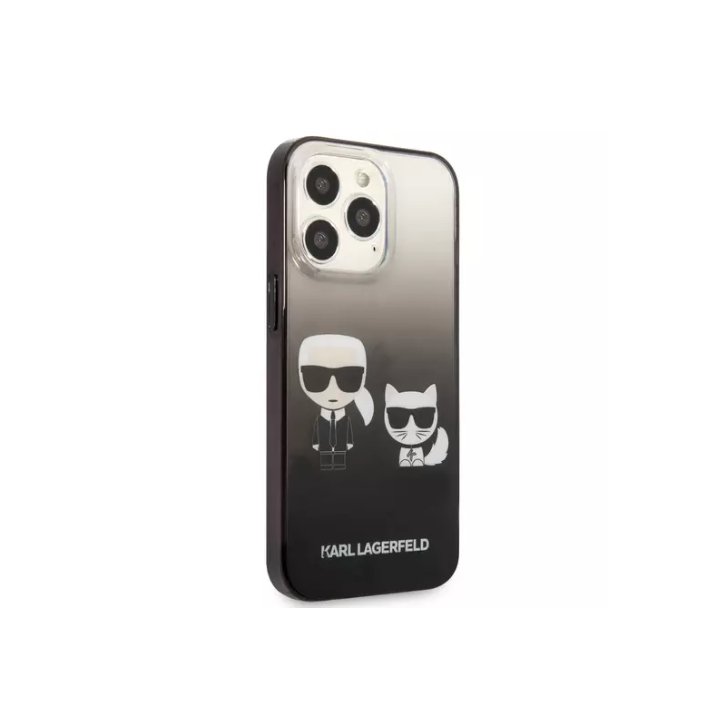 Eredeti iPhone 14 Plus Karl Lagerfeld Hardcase Gradient Ikonik Karl & Chupette (KLHCP14MTGKCK) Fekete