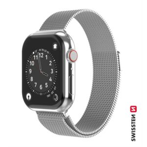 Swissten – Apple Watch milánói szíj, 42-44 mm, ezüst