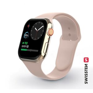 Swissten – Apple Watch szilikon szíj, 42-44 mm, rózsaszín homok