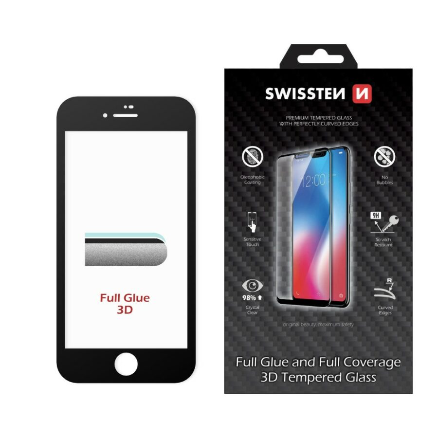 Swissten – full glue 3D fólia iPhone 13/13 Pro fekete