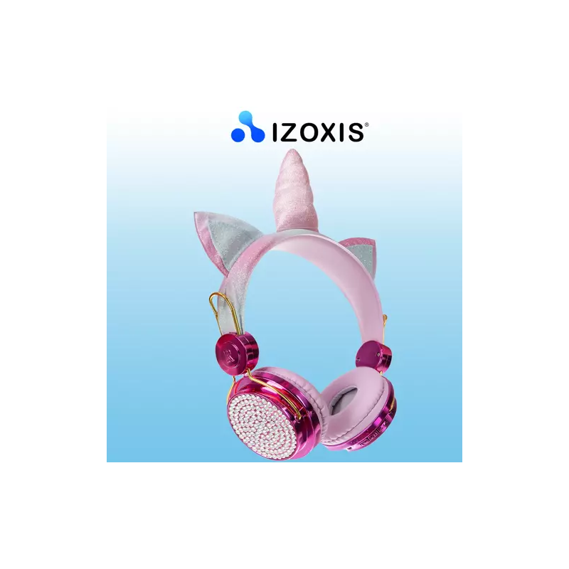 Izoxis Vezeték nélküli fejhallgató - egyszarvú, rózsaszín, 24 x 17,5 x 7 cm