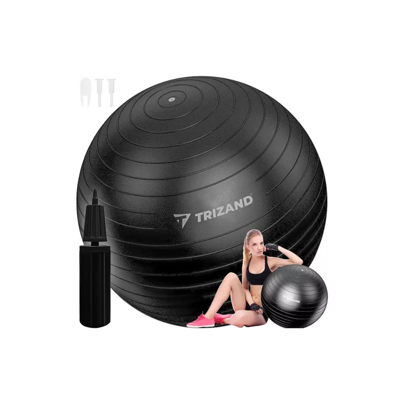 Trizand 65 cm-es Fitball tornalabda pumpával, fekete