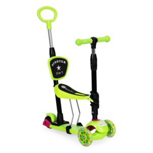 ECOTOYS 4 az 1-ben háromkerekű roller állítható üléssel, kormánnyal, háttámlával, vezetővel, zöld