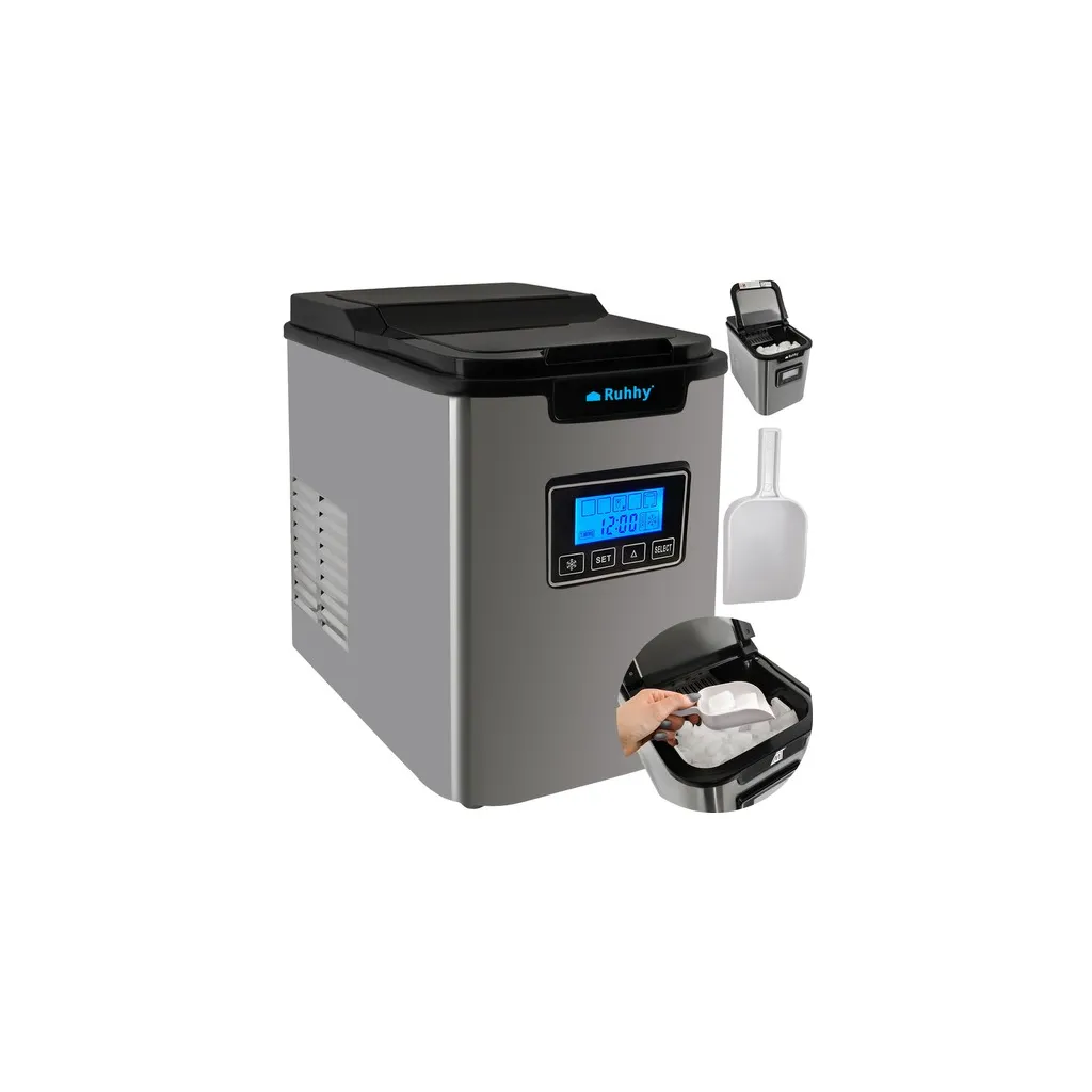 Jégkocka készítő gép 2,2 literes kivehető tartállyal, LCD kijelzővel, 120 W, 12 kg jég/nap