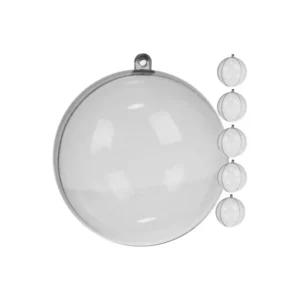 Átlátszó, Félbe Hajtható Karácsonyi Gömbök, 12 cm, 5 darabos Készlet