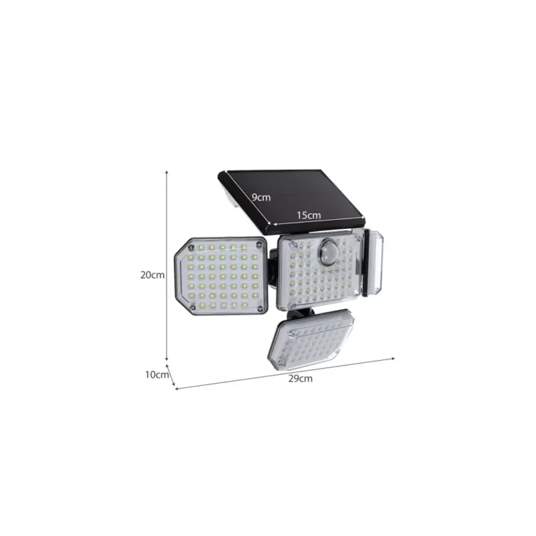 Izoxis tetszés szerint állítható napelemes kültéri lámpa, 4 fej, 181 LED, távirányító