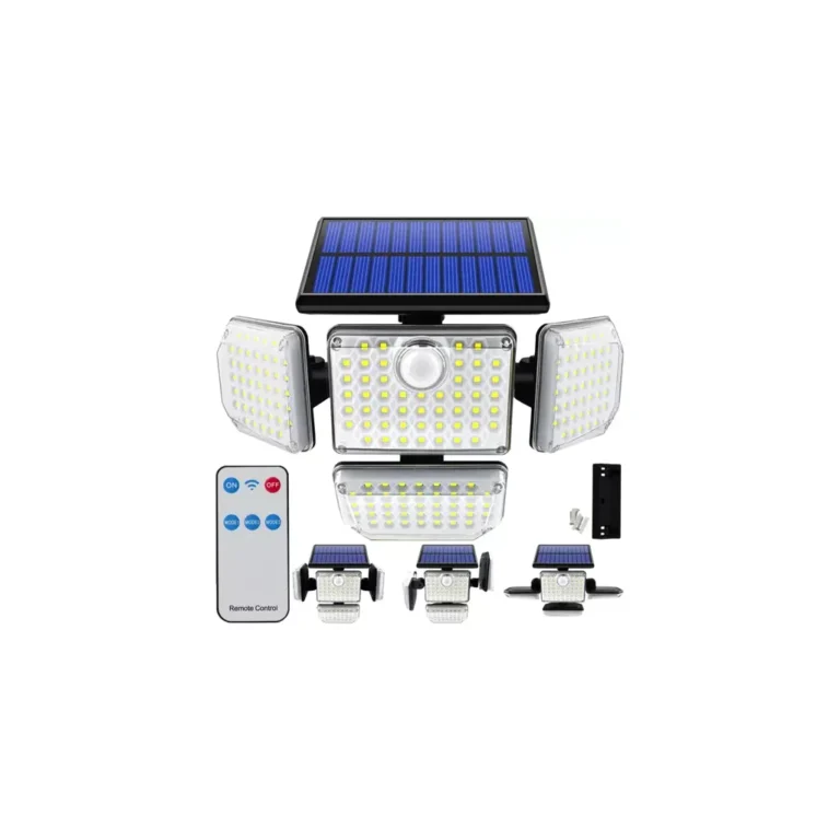Izoxis tetszés szerint állítható napelemes kültéri lámpa, 4 fej, 181 LED, távirányító
