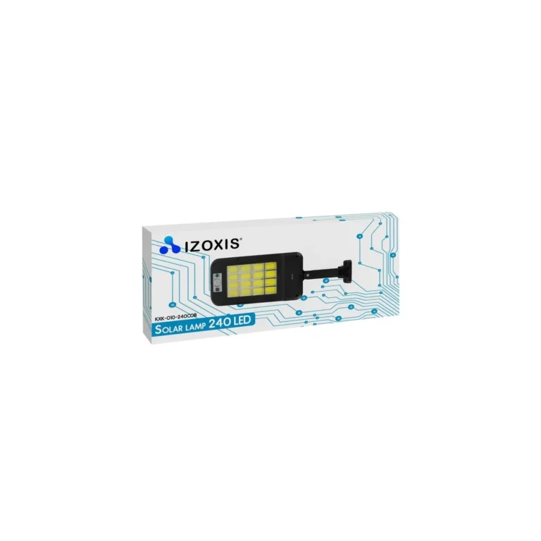 Izoxis 240 LED napelemes lámpa távirányítóval, hideg fehér, fekete, 27 x 14,5 x 2,5 cm