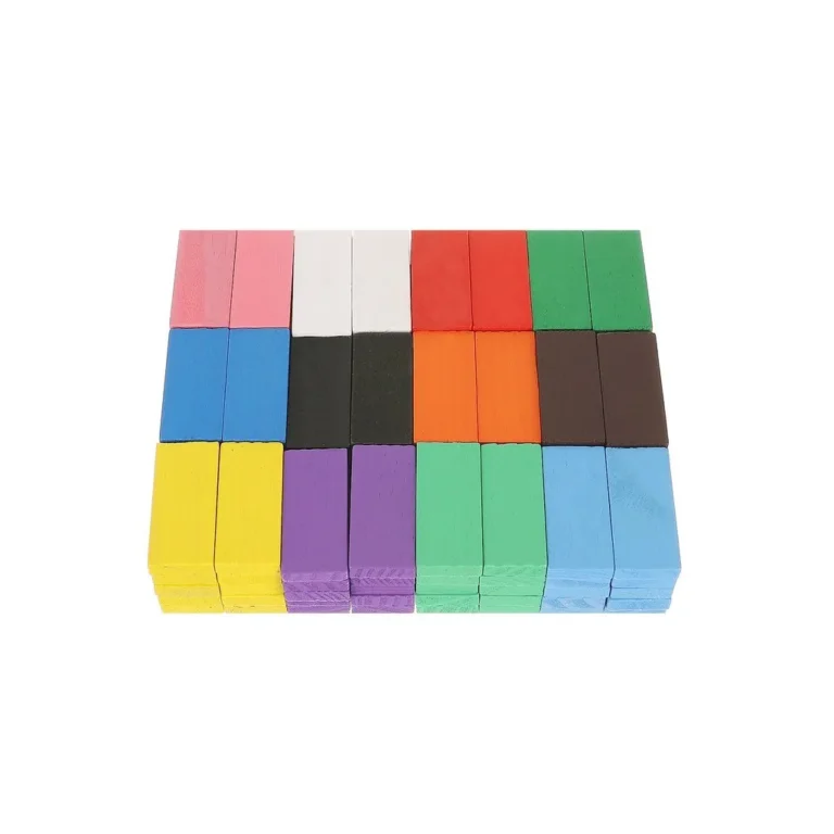 Fa dominó készlet 360 darab színes dominóval, kiegészítőkkel, tároló táskával