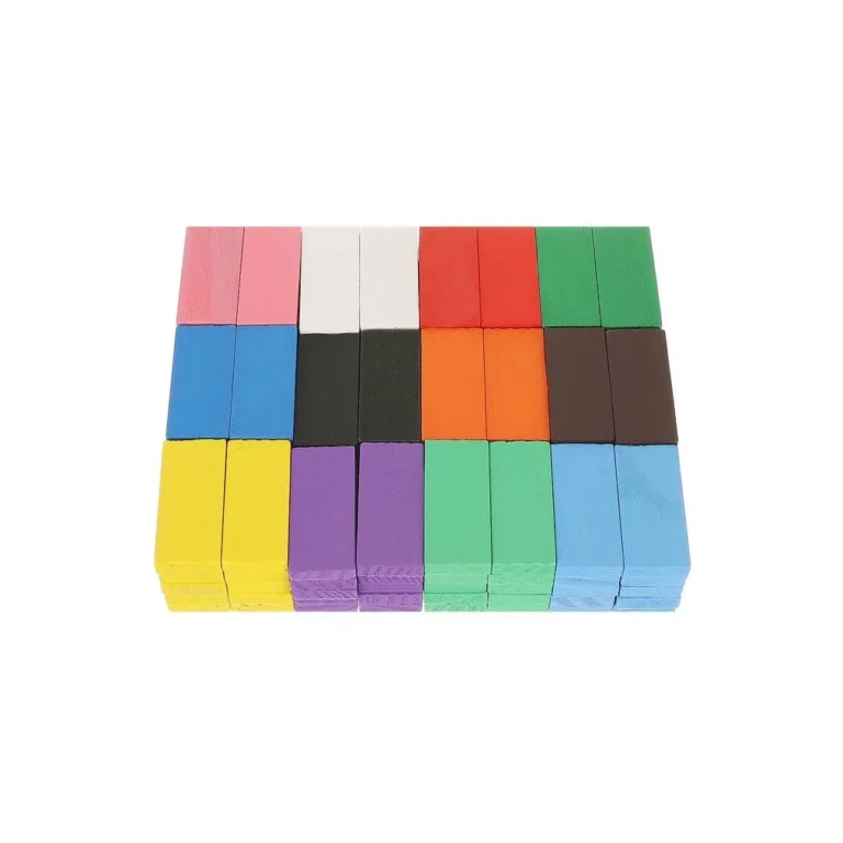 Fa dominó készlet 360 darab színes dominóval, kiegészítőkkel, tároló táskával