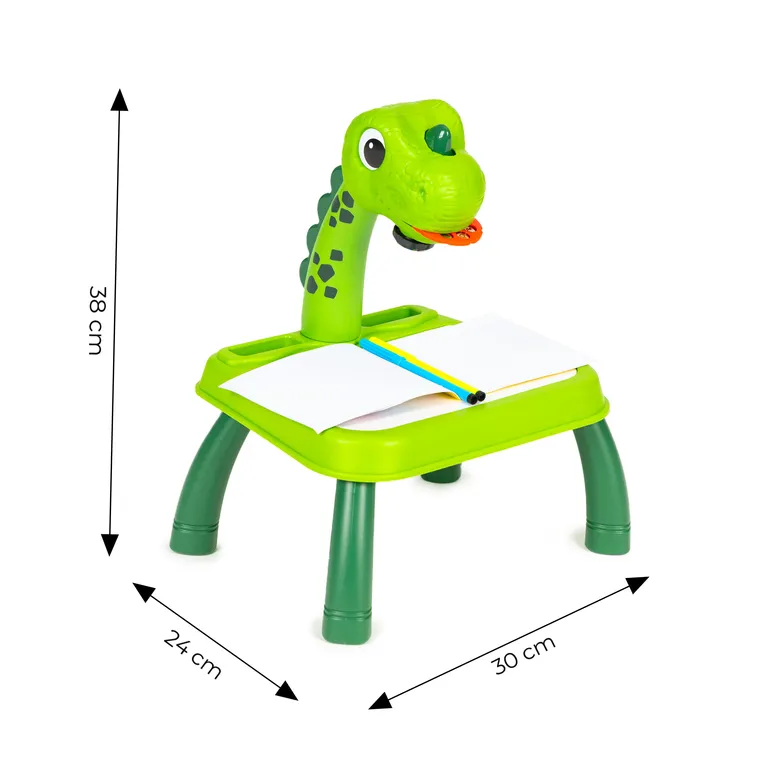 Rajzprojektor Gyerekeknek – Tökéletes 3 Éves Kor Felett – Kreativitást Fejleszt – Rajztábla és Projektor Funkció – Dinoszaurusz Motívum – 24 Mintával
