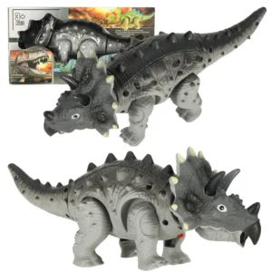 Interaktív Triceratops Dinó 🦖 - Műanyag, Sétál, Fénylik, Ordít - 3+ éves korosztálynak