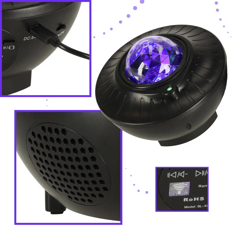 Star Projector LED Ball Night Light Bluetooth Távvezérlővel  - Varázslatos Éjszakai Hangulatteremtő, Bluetooth Kapcsolattal és Automatikus Kikapcsolóval