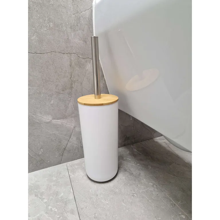 Fürdőszobai Készlet - Műanyag és Fa Elemekkel, Fehér Színben