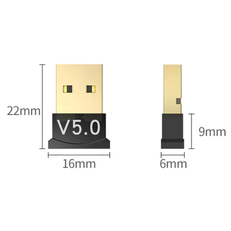 Bluetooth 5.0 USB adapter, 9x6 mm, fekete
