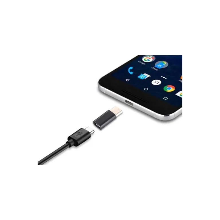 Micro USB-USB C adapter, fekete, ezüst, 1.5x2.5 cm