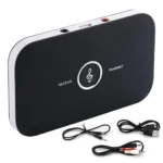 Bluetooth adó-vevő adapter akkumulátorral, AUX, RCA, MicroUSB, fekete