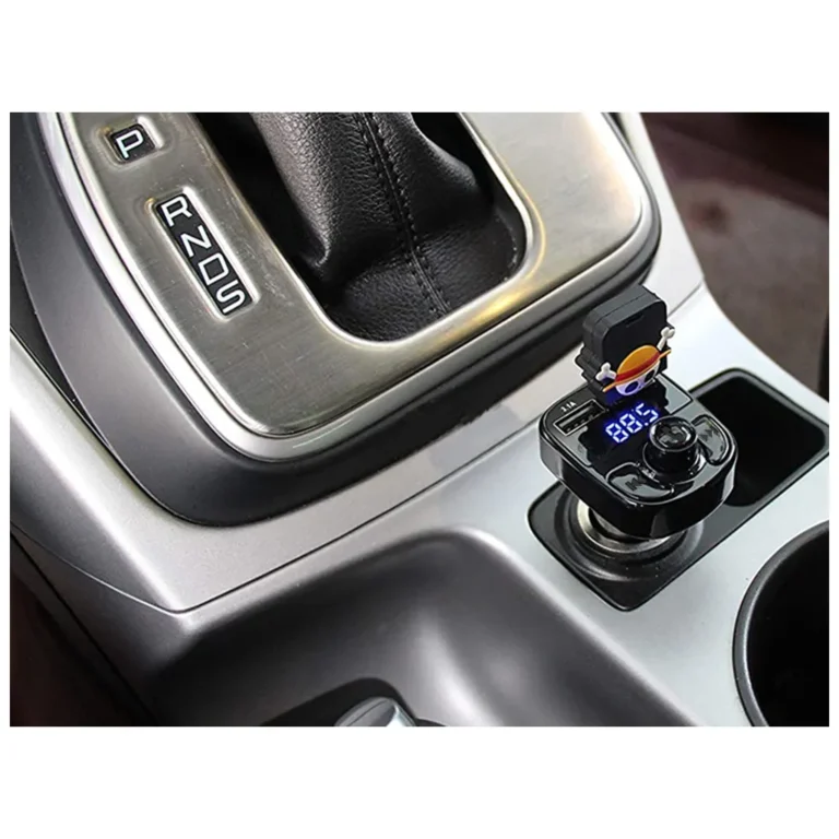 Autós bluetooth rádió, töltő, transzmitter, 2xUSB port, fekete, 7 cm