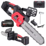 Akkumulátoros láncfűrész 31 cm pengével, tárolódobozzal, 1200W, 4200 ford/perc, 66cm x 14cm x 11,5cm, fekete-piros
