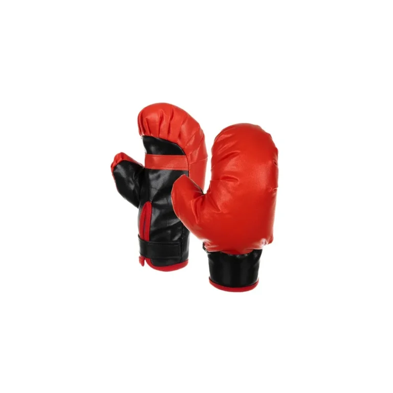 Állítható magasságú gyerek boksz készlet felfújható bokszzsákkal, bokszkesztyűvel, piros/fekete