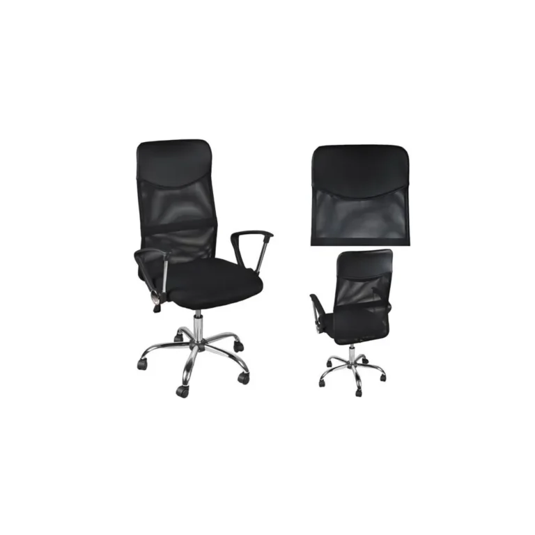 Ergonomikus irodai szék, állítható magasságú, magasított háttámlás, fekete