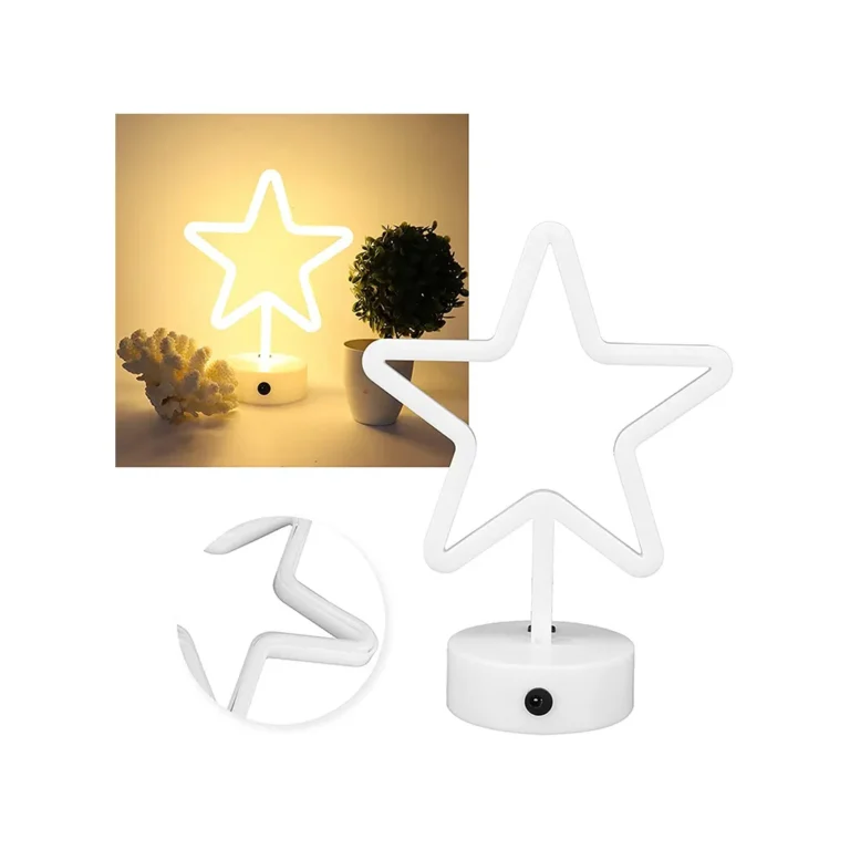 Álló csillag 100 led-del, akkumulátorral, USB, 25.5x18,5 cm, meleg fehér