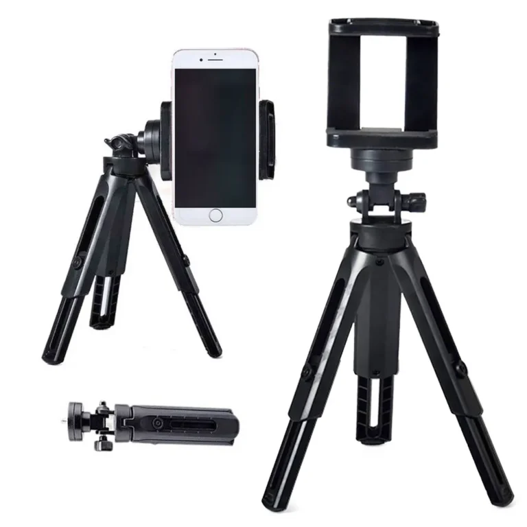 Telefon- kamera állvány fotózáshoz állítható lábakkal, univerzális rögzítés 1/4″, fekete