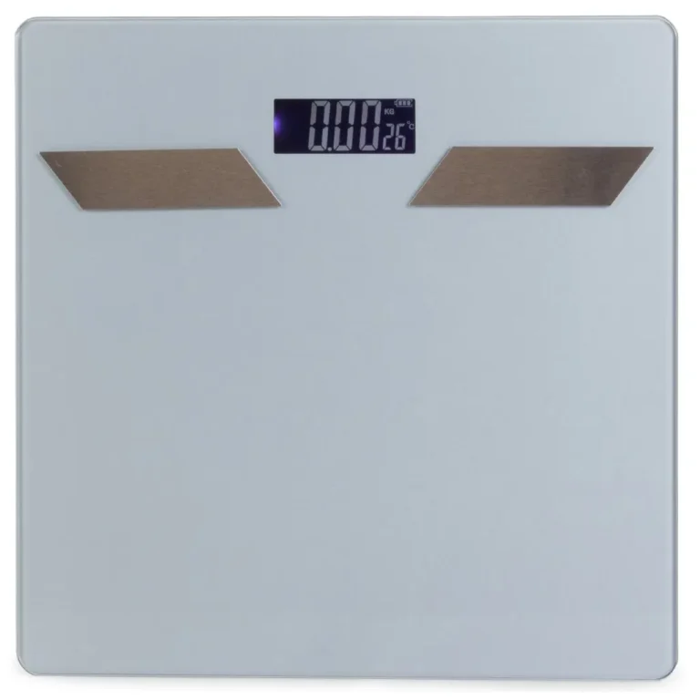 Fürdőszobai mérleg LCD kijelzővel, hőmérővel, 180kg, 28cm x 28cm x 2.5cm, szürke