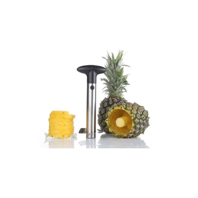Ananász lyukasztó hámozóval, rozsdamentes acél, 24cm x 10cm, fekete-ezüst szín