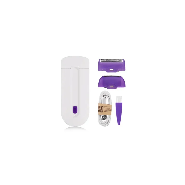 Arc- hónalj- bikinivonal epilátor akkumulátorral , USB, 12cm x 5cm x 1,5cm x 1,5cm, fehér-lila