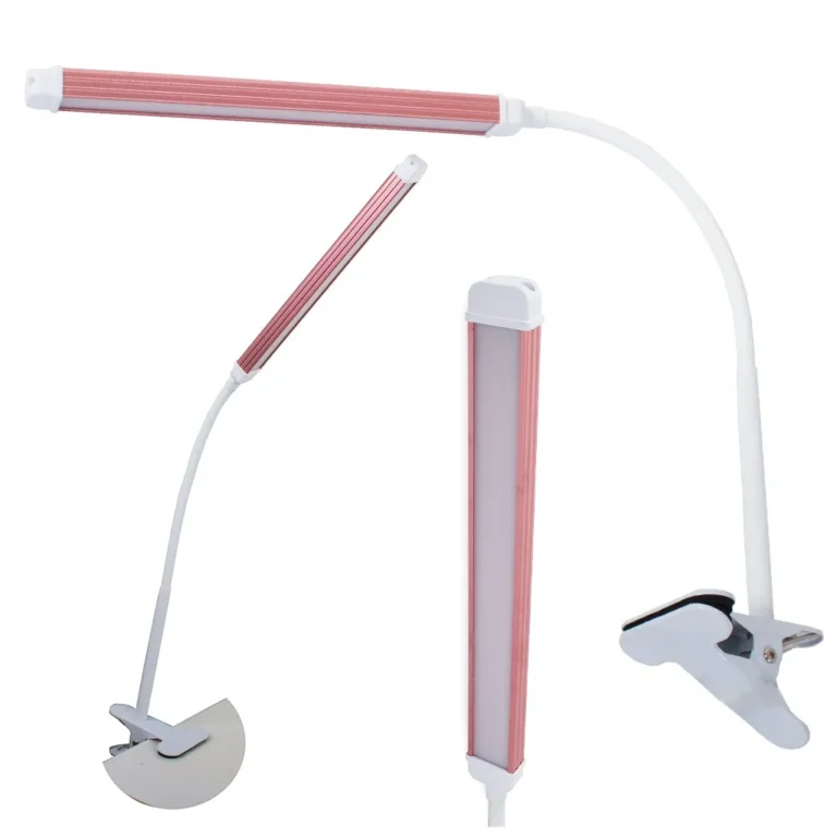 Flexibilis, árnyék nélküli USB asztali lámpa csíptetővel, 28,5x34x3 cm, rózsaszín, fehér