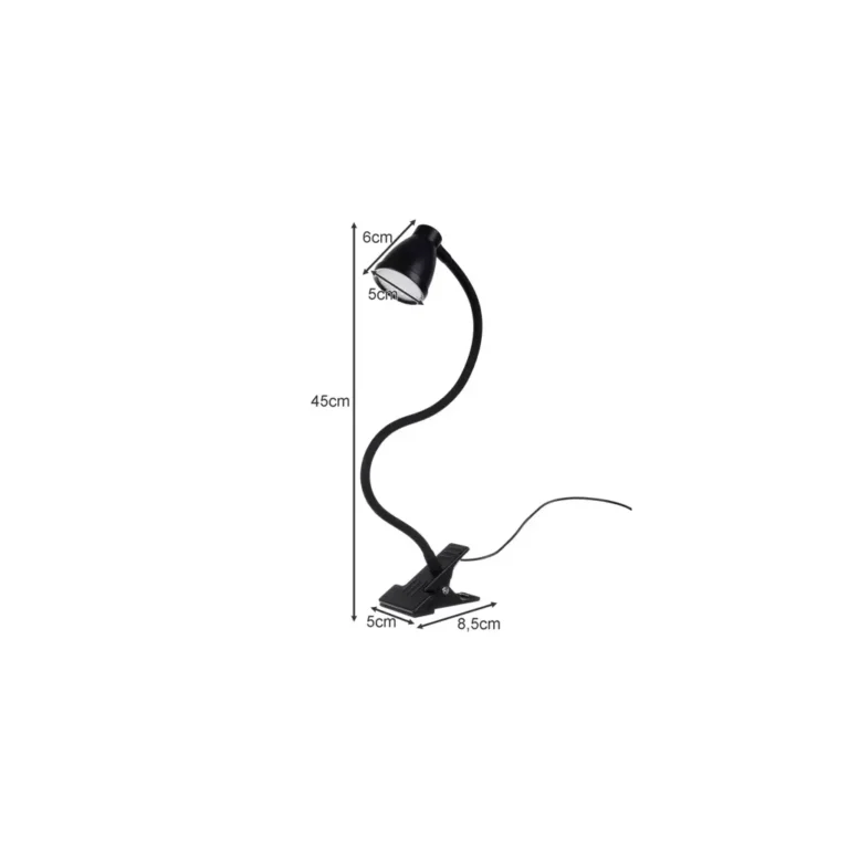 Izoxis Asztali csíptetős LED lámpa, fekete, 45/5 / 8,5 cm