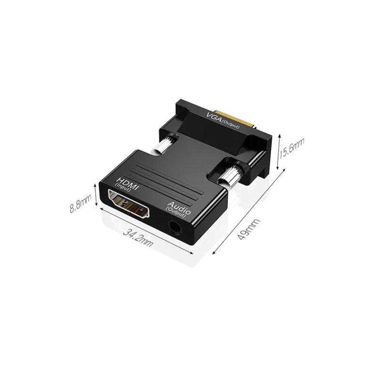 HDMI-VGA video-audio adapter, jack kimenet, fekete