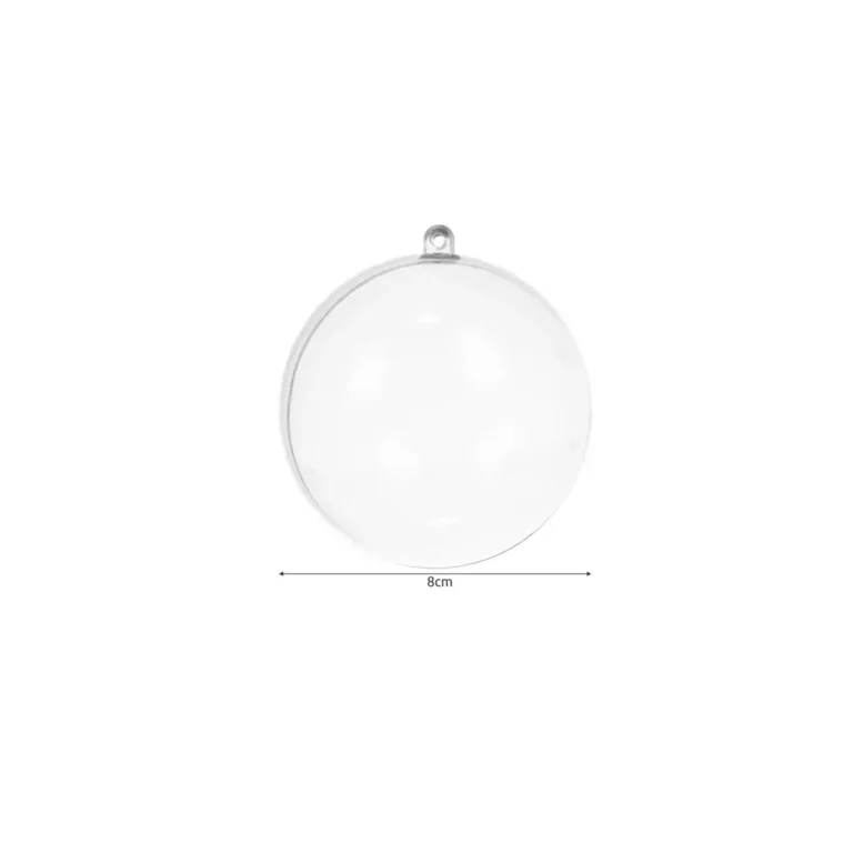 2 db átlátszó dekor akrilgömb, félbe nyitható, 8 cm