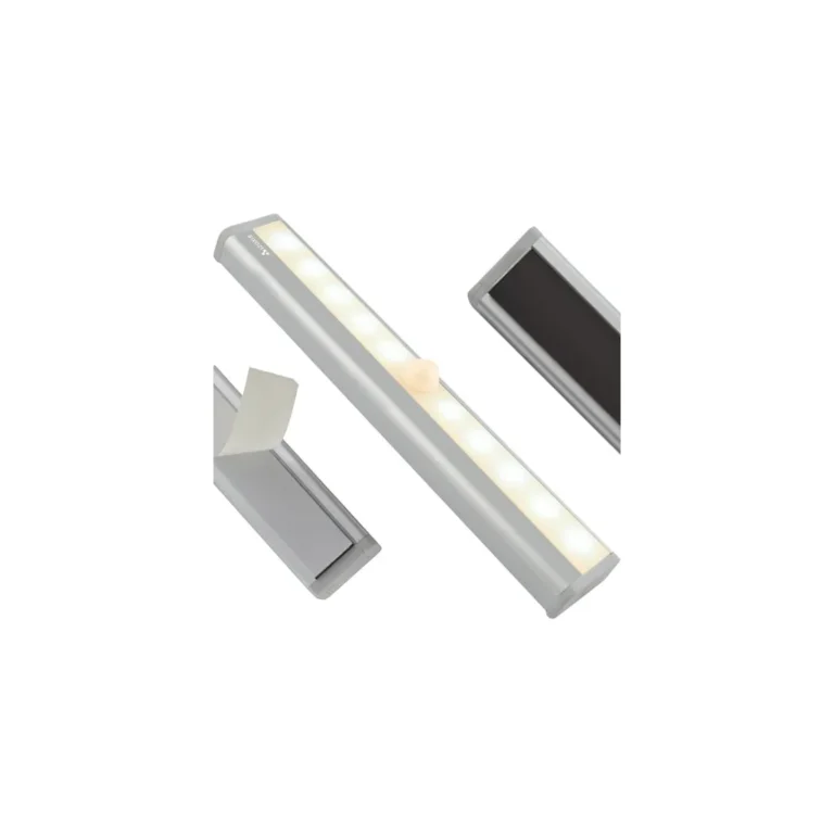 Automata LED szekrényvilágítás beépített mozgás- és fényérzékelővel, mágneses rögzítéssel, AAA elemes, 80 Lumen, 1 W, 3x19x1,2 cm