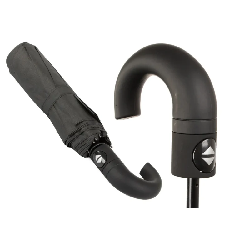 Automata Összecsukható Esernyő: Fekete, Uniszex, 62cm Hossz, 100cm Átmérő, Csúszásmentes Fogantyú, Elegáns Hordtáska