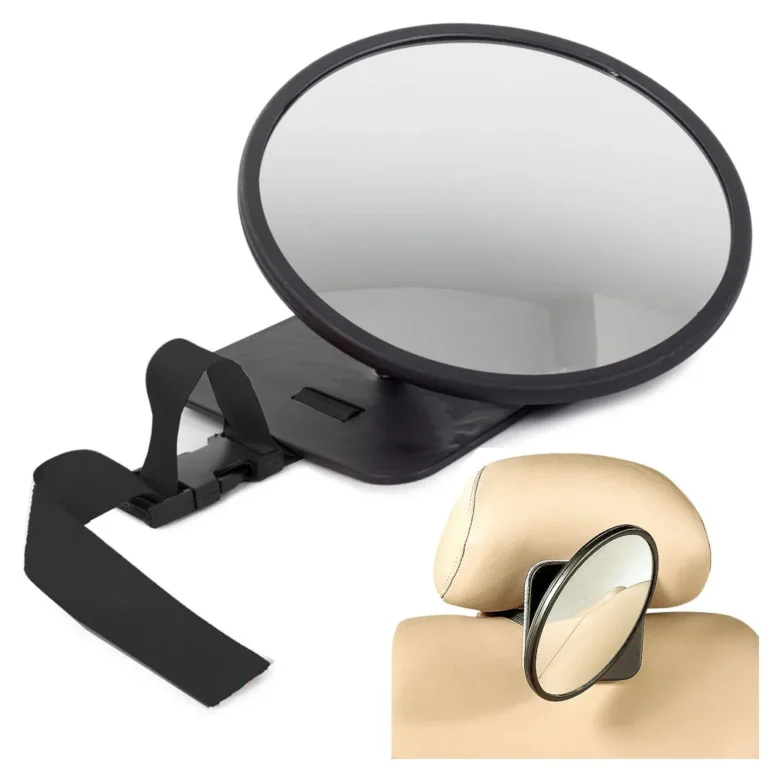 Széktámlára szerelhető babafigyelő tükör, 360°-ban forgatható, 19 cm, fekete