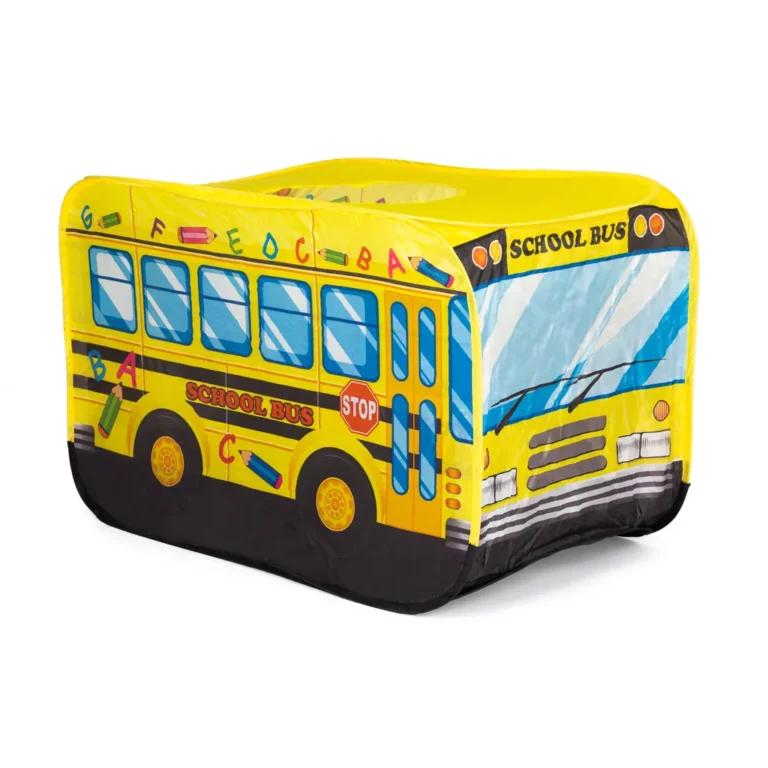 Iskolabusz alakú játszósátor, 110 x 70 x 70 cm, sárga