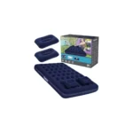 Bestway 67374  Felfújható matrac párnával és légpumpával, kék, 203x152x22 cm