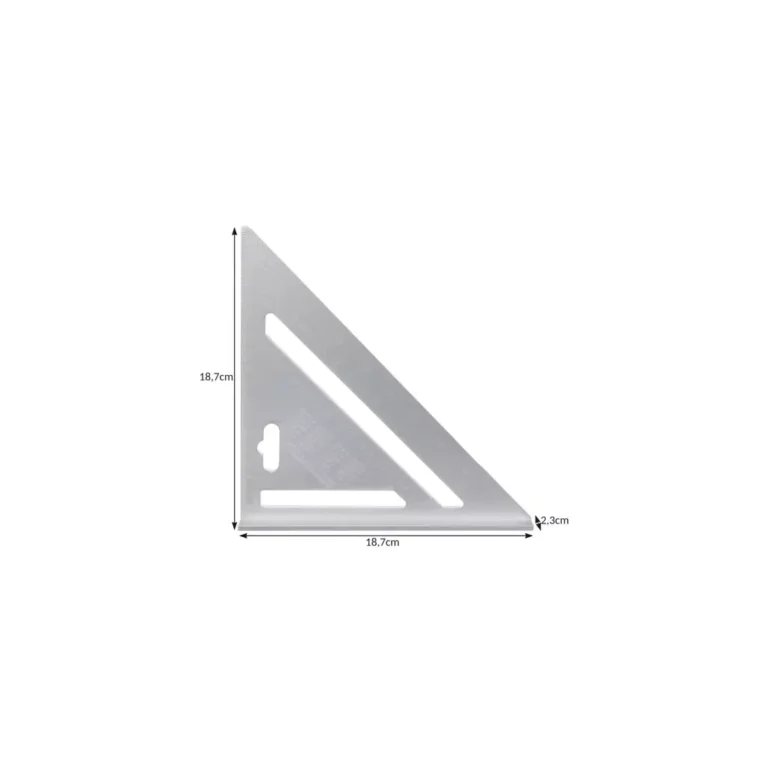 Bigstren Talpas alumínium derékszög vonalzó, 18,7 x 18,7 x 2,3 cm, ezüst szín