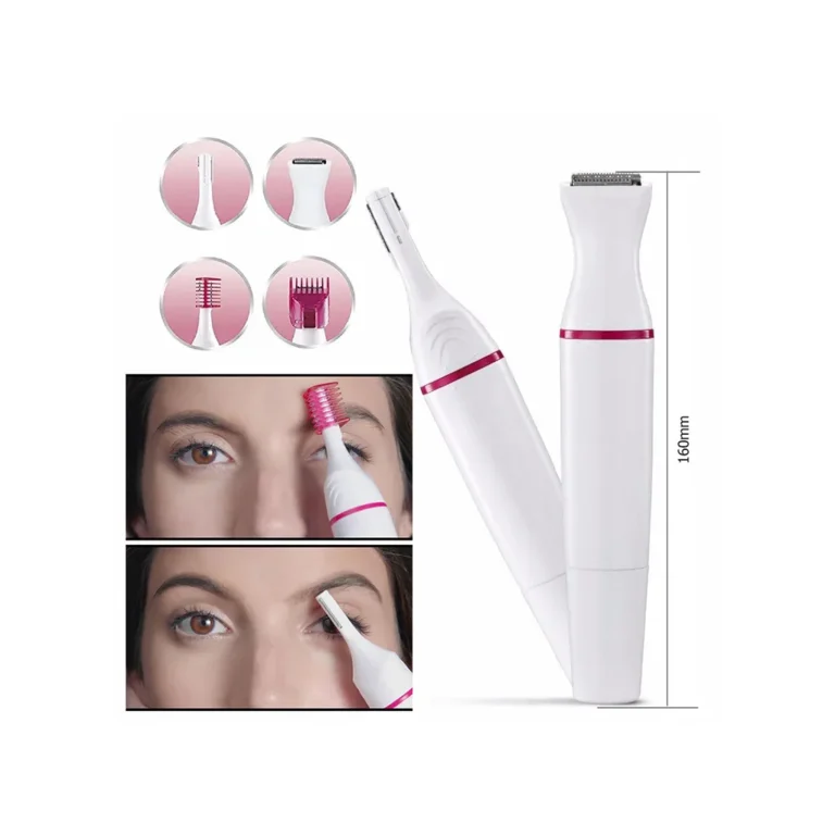 Testszőrnyírő nők számára kiegészítőkkel, 10,8 cm, fehér-rózsaszín