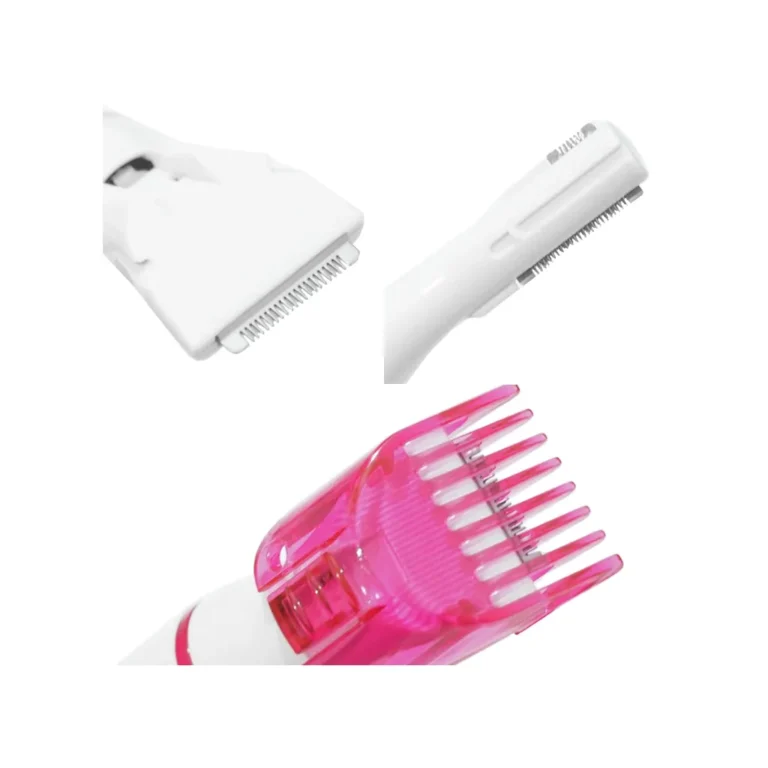 Testszőrnyírő nők számára kiegészítőkkel, 10,8 cm, fehér-rózsaszín